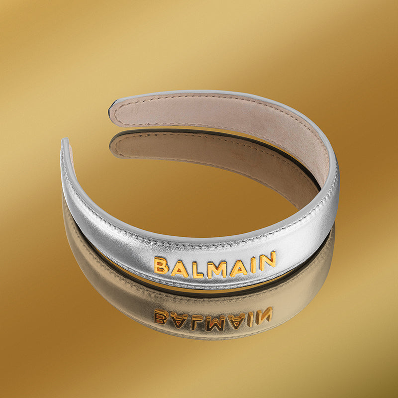 Balmain Hair Silver Leather Headband