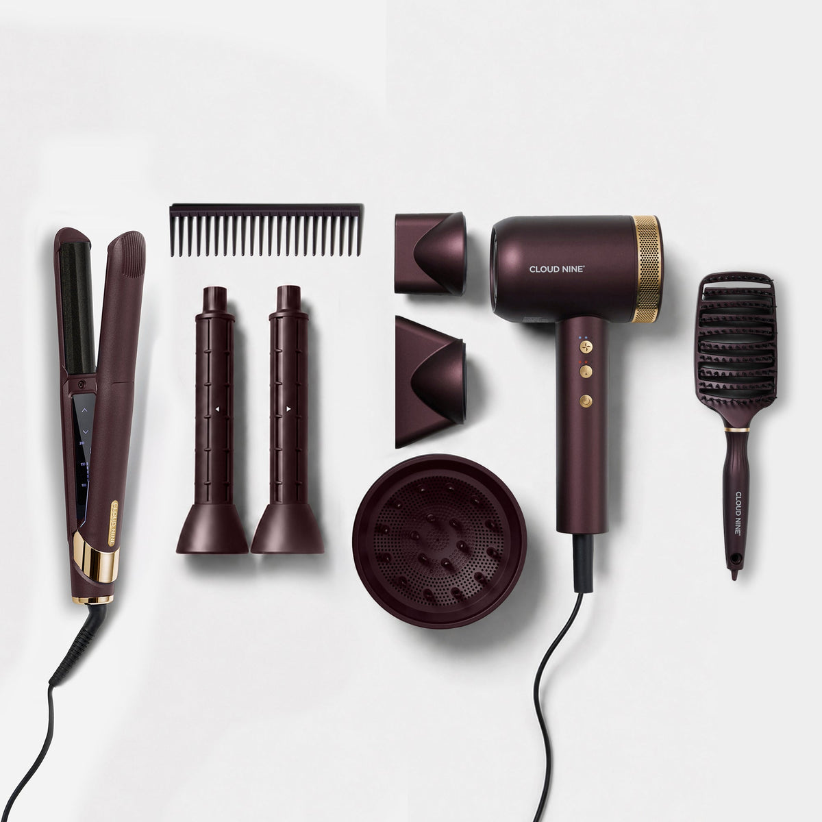 Cloud Nine The Luxury Christmas Gift Set – Dark Burgundy Contouring Original Iron & Airshot Pro