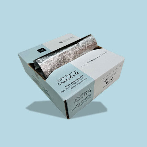 Hair Collective Long Wide Matt Embossed Silver Foil (Pre-Cut 300 Sheets - 6 x 14")