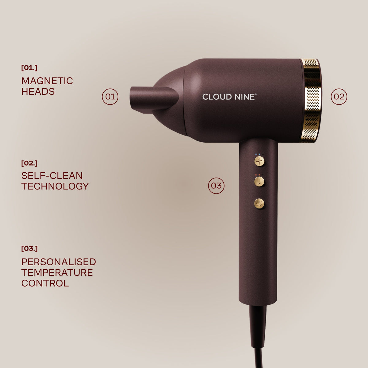 Cloud Nine The Dark Burgundy Airshot Pro with Volumizers