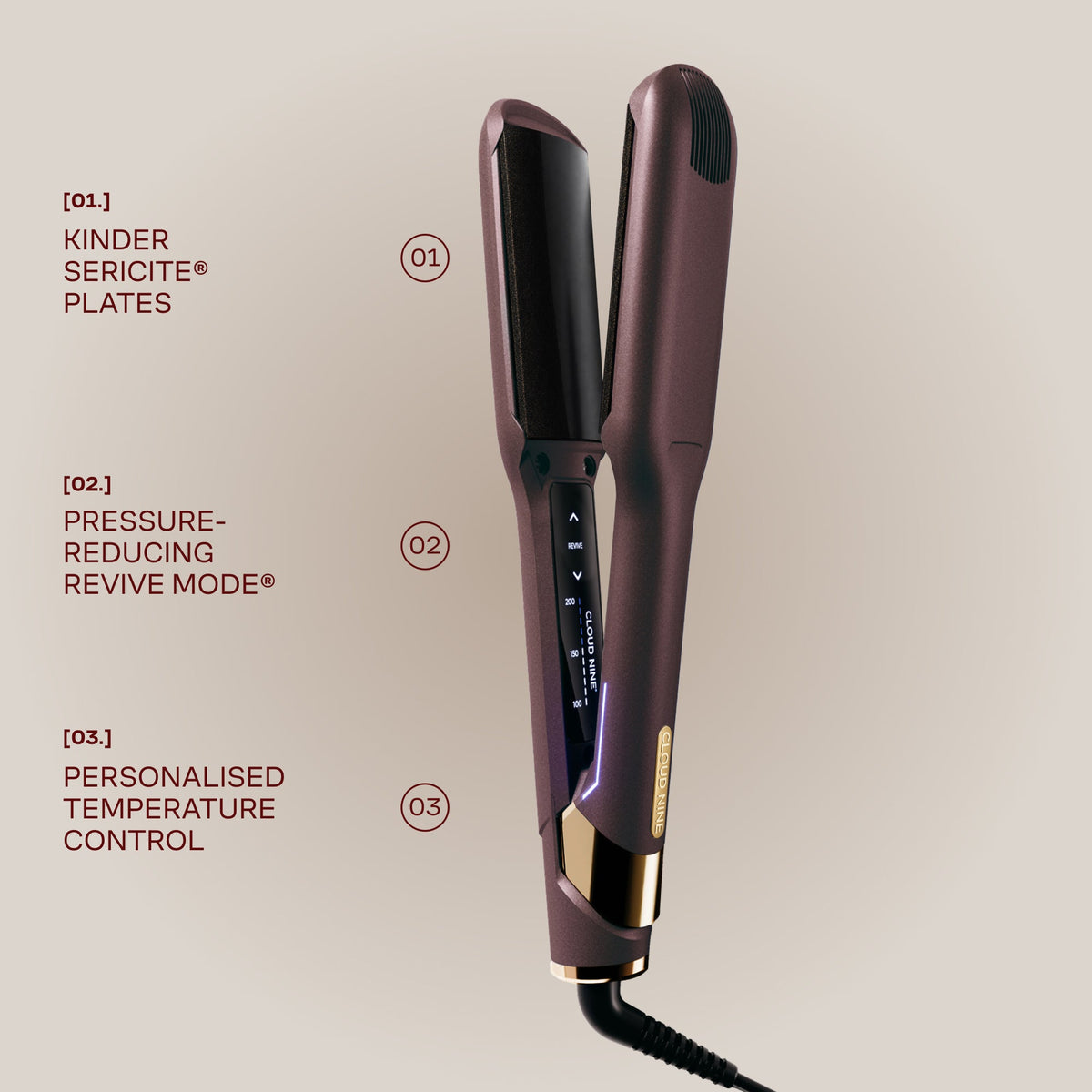 Cloud Nine The Dark Burgundy Contouring Wide Iron